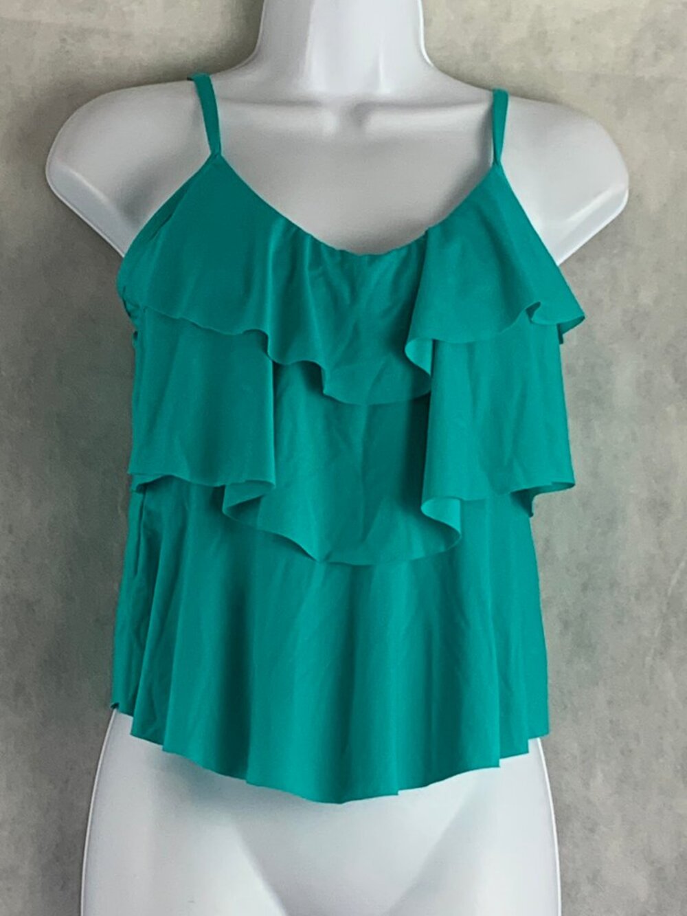 Kenneth Cole Reaction Women's Tiered Ruffle Tankini Swim Top, Teal, Small